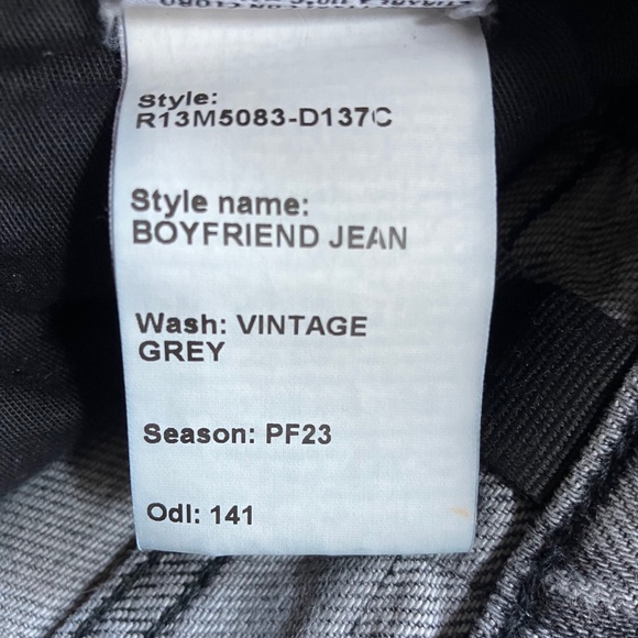 R13 2023 Distressed Boyfriend Jeans Gray 36 x 27 - Picture 7 of 7